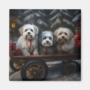 Havanese Snowy Sleigh Weihnachtsdekor Magnet