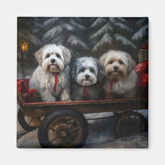 Havanese Snowy Sleigh Weihnachtsdekor Magnet (Vorne)