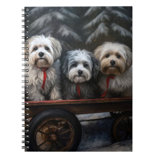 Havanese Snowy Sleigh Weihnachtsdekor Notizblock (Vorderseite)