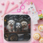 Havanese Snowy Sleigh Weihnachtsdekor Pappteller (Party)