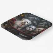 Havanese Snowy Sleigh Weihnachtsdekor Pappteller (Gewinkelt)