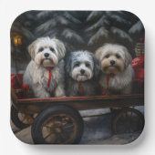Havanese Snowy Sleigh Weihnachtsdekor Pappteller (Vorderseite)