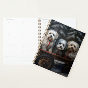 Havanese Snowy Sleigh Weihnachtsdekor Planer