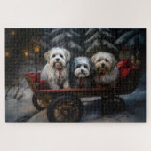 Havanese Snowy Sleigh Weihnachtsdekor Puzzle (Horizontal)