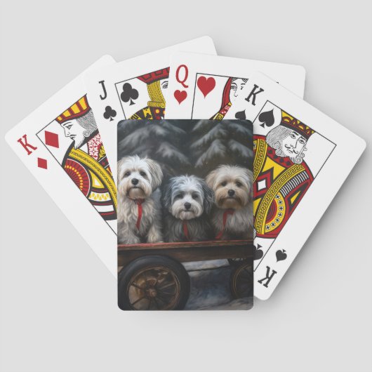 Havanese Snowy Sleigh Weihnachtsdekor Spielkarten (Rückseite)
