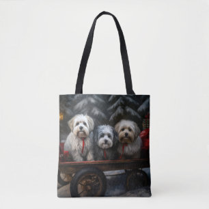Havanese Snowy Sleigh Weihnachtsdekor Tasche