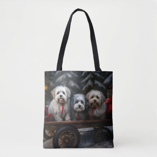 Havanese Snowy Sleigh Weihnachtsdekor Tasche (Vorderseite)