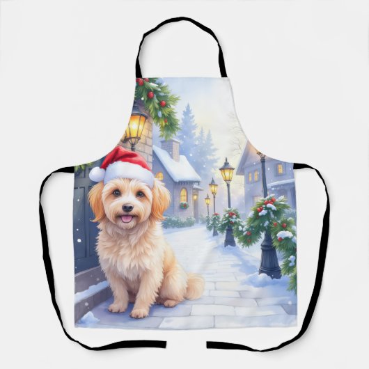 Havanese Snowy Village Walk Santa Hat Christmas Schürze (Vorderseite)