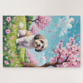 Havanese Spring Cherry Blossom Dog Puzzle (Horizontal)