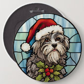 Havanese Stached Glass Christmas Button (Vorne & Hinten)