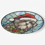 Havanese Stached Glass Christmas Pappteller (Schrägansicht)