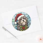 Havanese Stached Glass Christmas Runder Aufkleber (Umschlag)