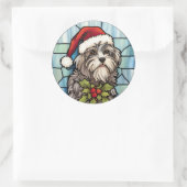 Havanese Stached Glass Christmas Runder Aufkleber (Tasche)