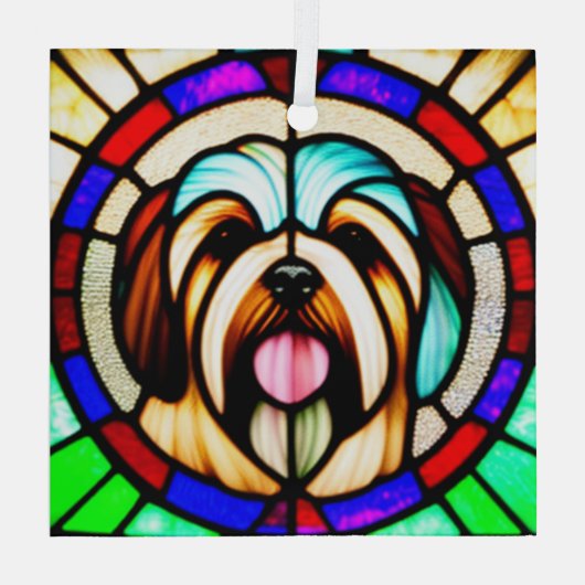 Havanese "Stached Glass" Ornament Aus Glas (Rückseite)