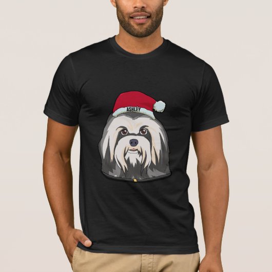 Havanese Terrier Christmas Hat Dog Big T-Shirt (Vorderseite)