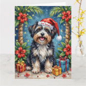Havanese Tropical Christmas Night Hat Karte (Gelbe Blume)