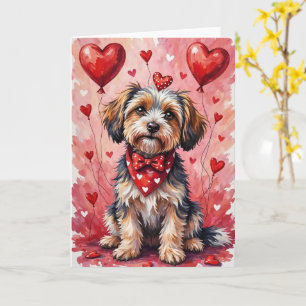 Havanese Valentinstag Hund mit Herzen Rot Karte