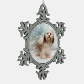 Havanese Verzierung Schneeflocken Zinn-Ornament (Links)