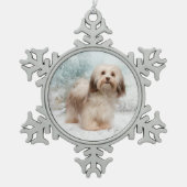 Havanese Verzierung Schneeflocken Zinn-Ornament (Vorderseite)