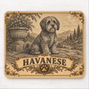 Havanese, Vintage Heritage Dog Mousepad