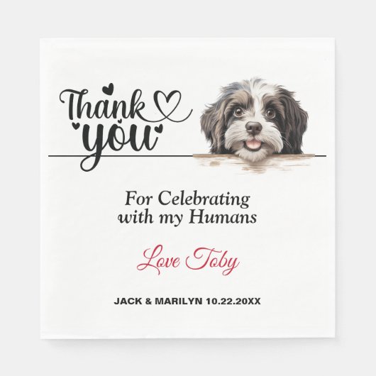 Havanese Wedding Vielen Dank Serviette (Vorderseite)