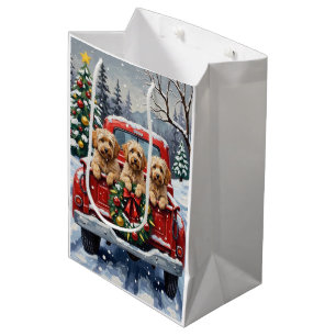 Havanese Weihnachten Rotes Lastwagen Ferien Mittlere Geschenktüte