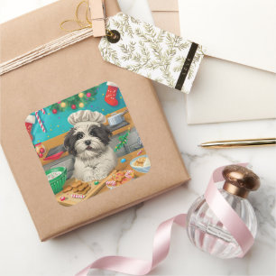 Havanese-Weihnachtsbäckerei: Festliches Christmas Quadratischer Aufkleber