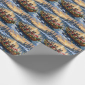 Havanese Weihnachtsboot-Feiertag Geschenkpapier (Ecke)