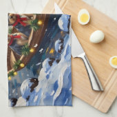 Havanese Weihnachtsboot-Feiertag Geschirrtuch (Viertel Falte)