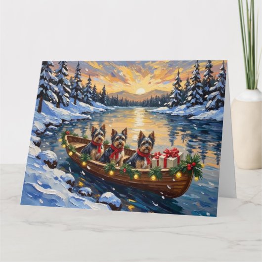 Havanese Weihnachtsboot-Feiertag Karte (Vorderseite)