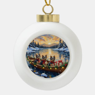 Havanese Weihnachtsboot-Feiertag Keramik Kugel-Ornament