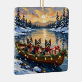 Havanese Weihnachtsboot-Feiertag Keramikornament (Rechts)