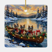 Havanese Weihnachtsboot-Feiertag Keramikornament (Rückseite)