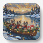Havanese Weihnachtsboot-Feiertag Pappteller (Vorderseite)