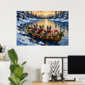 Havanese Weihnachtsboot-Feiertag Poster (Heimbüro)