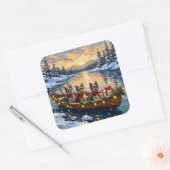 Havanese Weihnachtsboot-Feiertag Quadratischer Aufkleber (Umschlag)