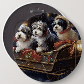 Havanese Weihnachtsfeiertage Button (Vorne & Hinten)