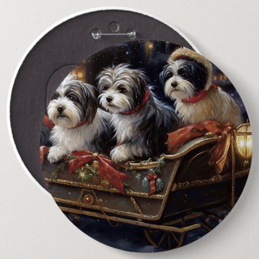 Havanese Weihnachtsfeiertage Button (Vorne & Hinten)