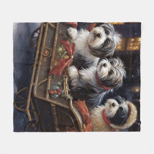Havanese Weihnachtsfeiertage Fleecedecke (Vorderseite (Horizontal))