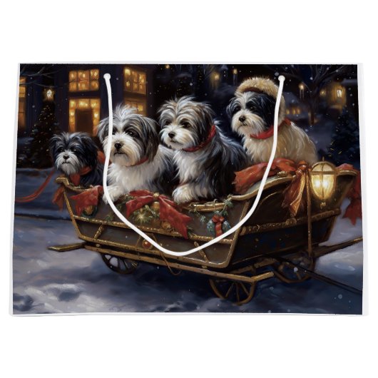 Havanese Weihnachtsfeiertage Große Geschenktüte (Vorderseite)