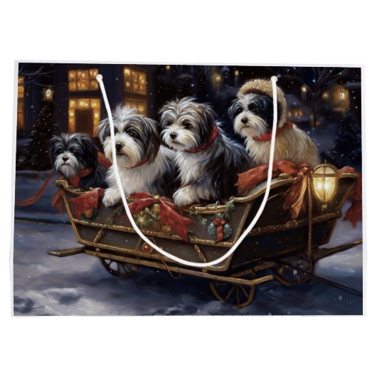 Havanese Weihnachtsfeiertage Große Geschenktüte (Rückseite)