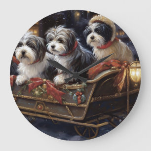 Havanese Weihnachtsfeiertage Große Wanduhr