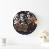 Havanese Weihnachtsfeiertage Große Wanduhr (Zuhause)