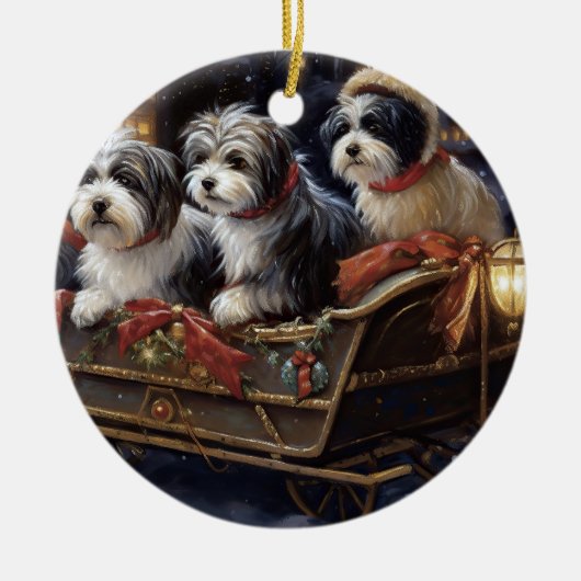 Havanese Weihnachtsfeiertage Keramik Ornament (Vorne)