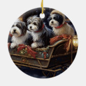 Havanese Weihnachtsfeiertage Keramik Ornament (Hinten)
