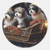 Havanese Weihnachtsfeiertage Runder Aufkleber (Vorderseite)