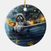 Havanese Weihnachtsfest Reise Keramik Ornament (Hinten)