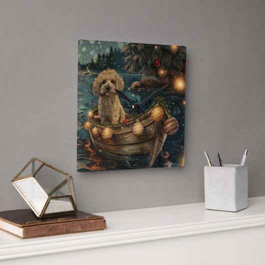 Havanese Weihnachtsfest Reise Quadratische Wanduhr (Büro)