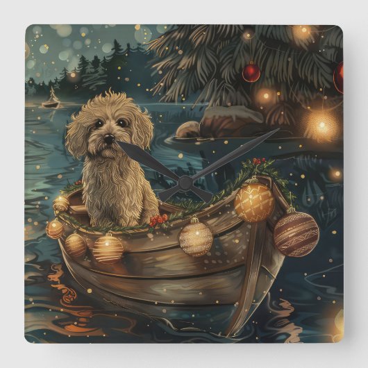Havanese Weihnachtsfest Reise Quadratische Wanduhr (Vorderseite)