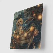 Havanese Weihnachtsfest Reise Quadratische Wanduhr (Winkel)